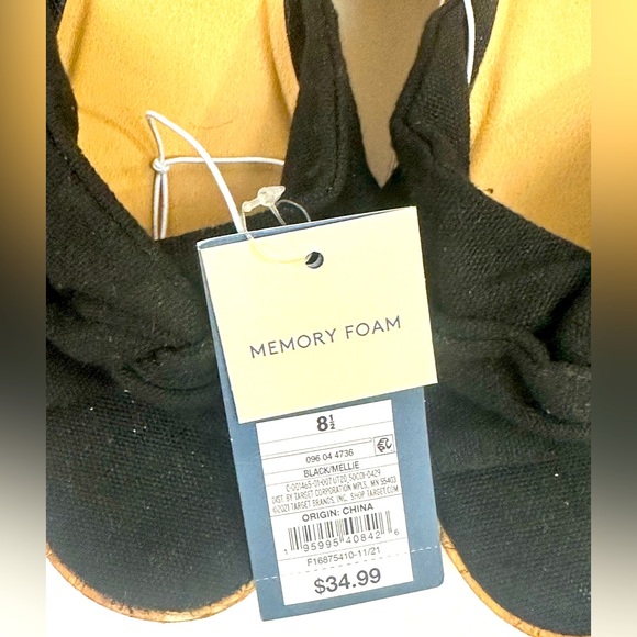 Universal Threads Millie Black Fabric Platform Cork Wedge Wrap Ankle - Picture 9 of 14